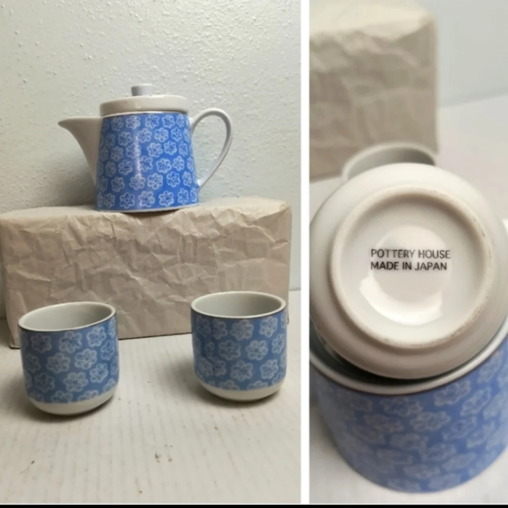 Pottery House Japanese Teapot Blue Floral Porcelain Tea Lover Made In Japan